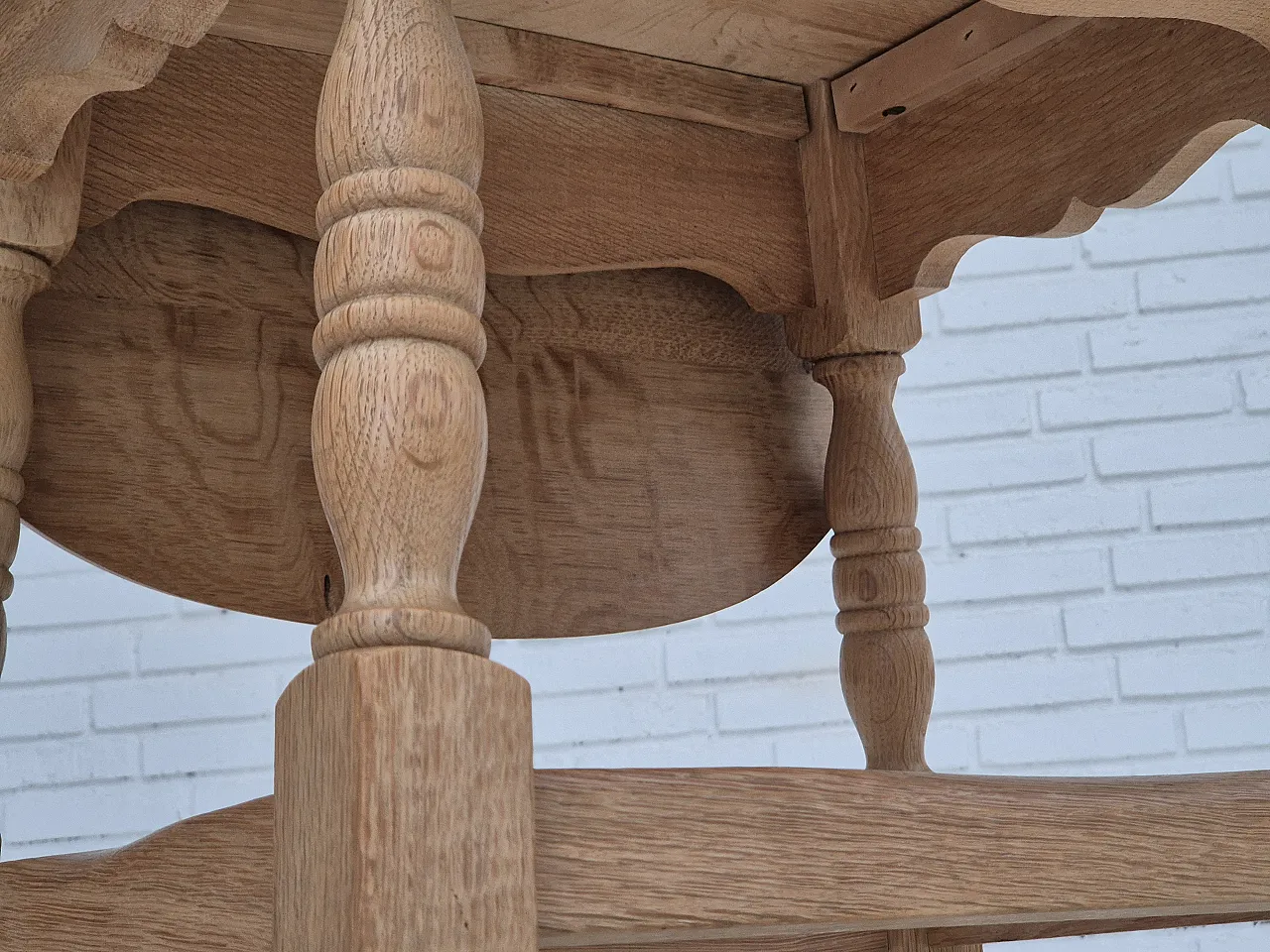 Danish foldable side table, solid oak wood, 70s 20