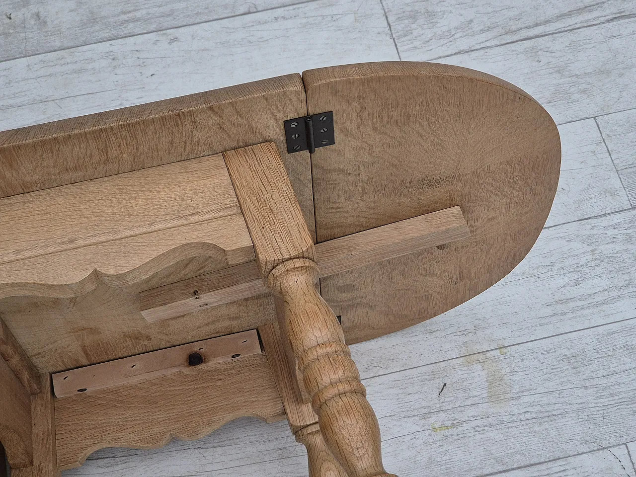 Danish foldable side table, solid oak wood, 70s 21