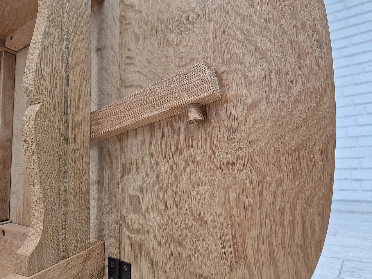 Danish foldable side table, solid oak wood, 70s 22