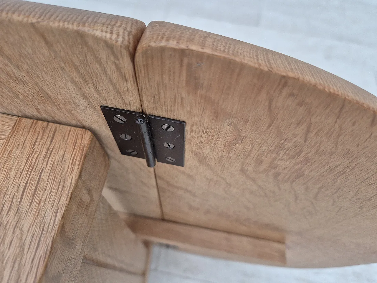 Danish foldable side table, solid oak wood, 70s 23