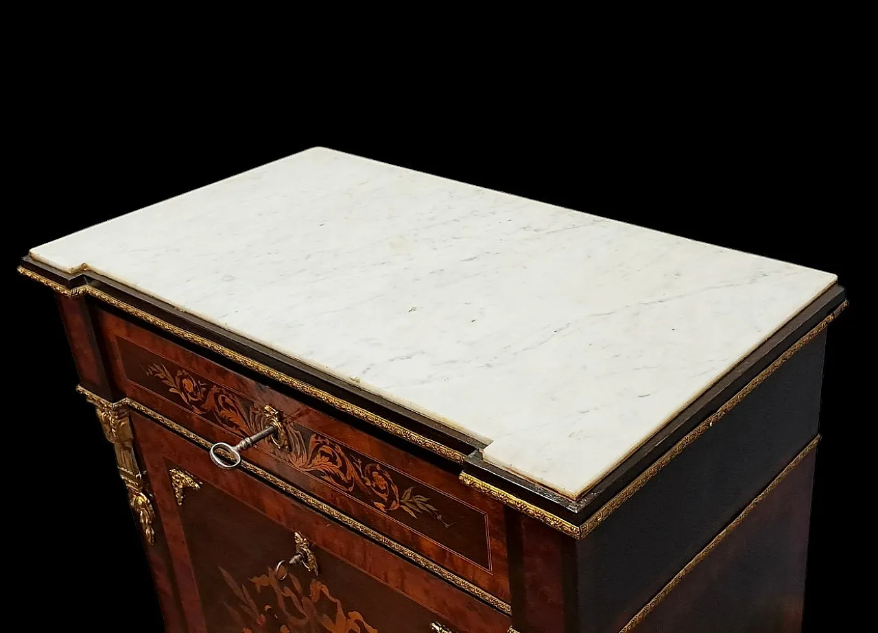 Secretaire Napolene III con legni intarsiati e bronzi, '800 7