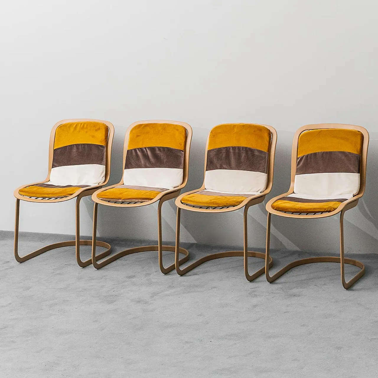 4 Gastone Rinaldi metal chairs for Cidue, 70s 1