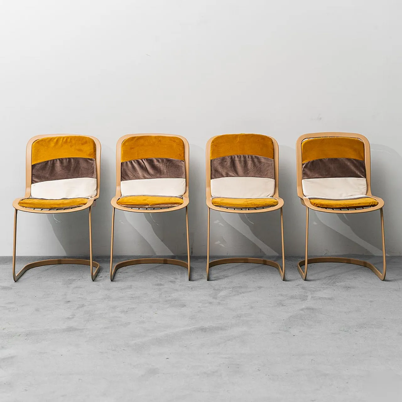 4 Gastone Rinaldi metal chairs for Cidue, 70s 9