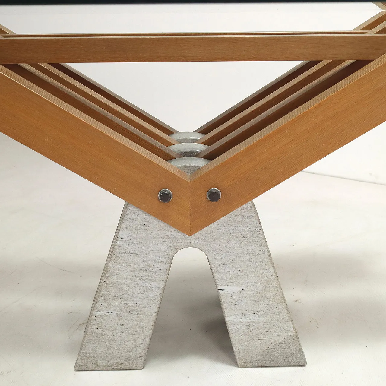 Tavolo ovale moderno in legno, granito e vetro, anni 2000 4