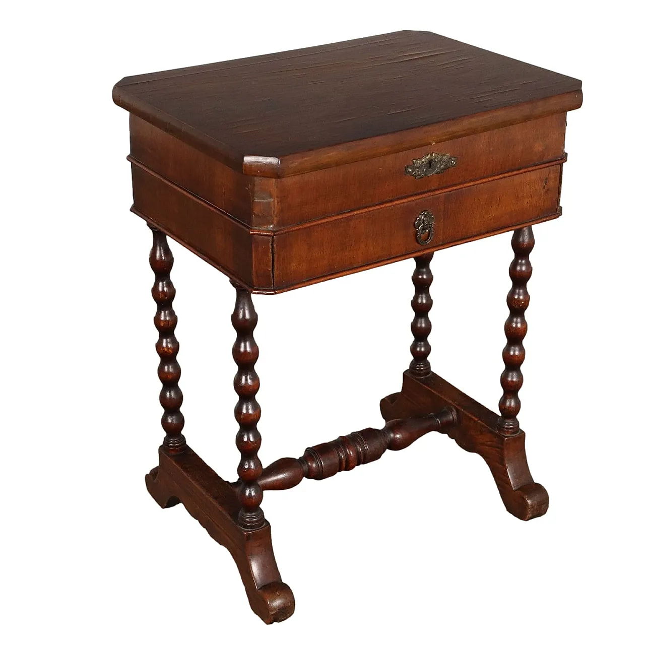 Umbertine working table in walnut & poplar with mirror, 19th century 1