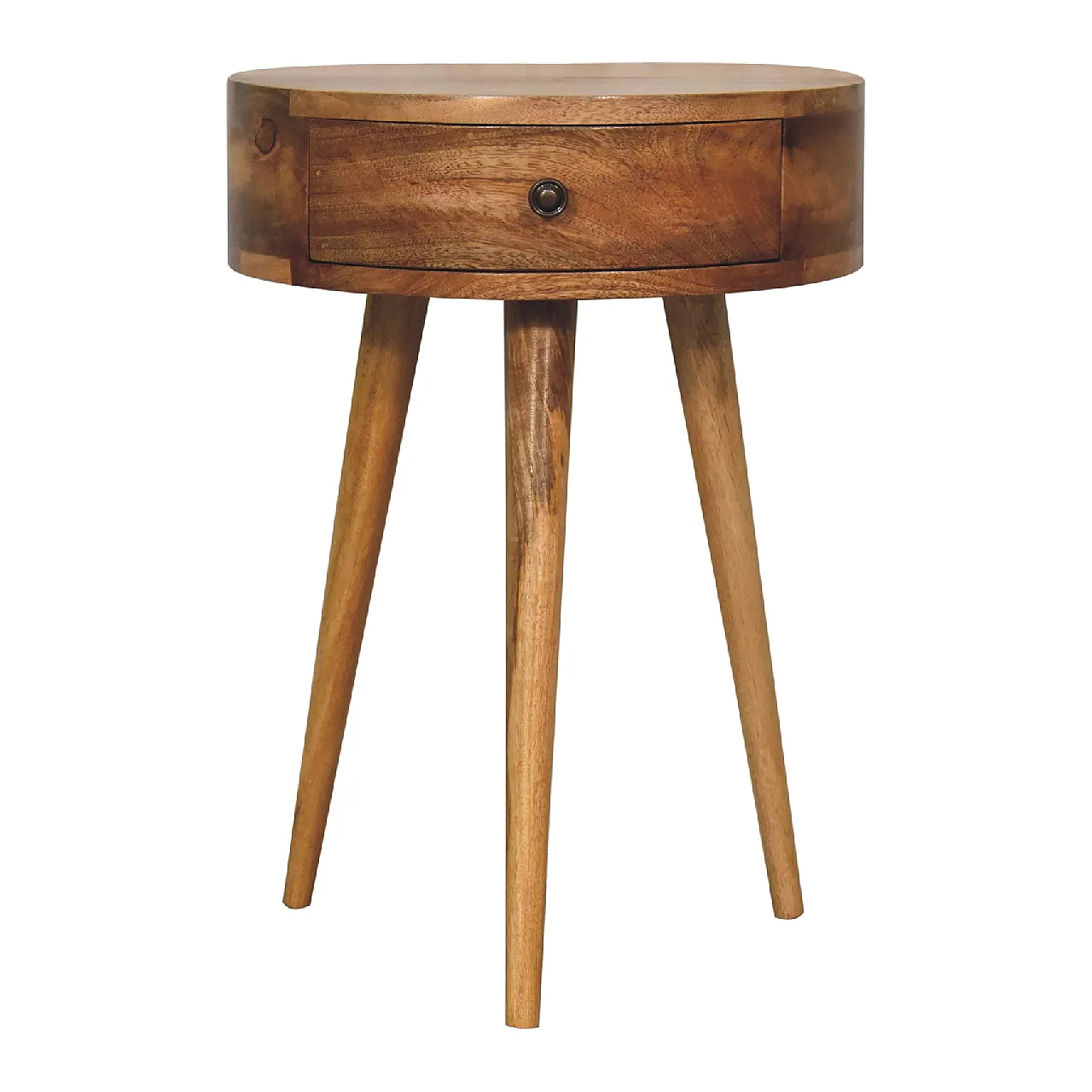 Artisan Furniture Solid Wood Oak-ish Circular Shape Bedside 1