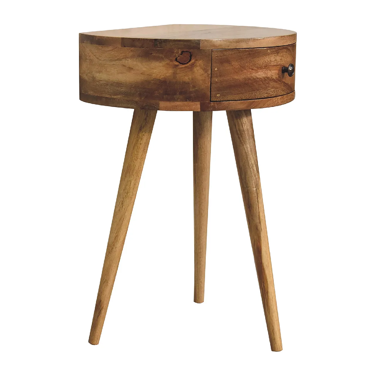 Artisan Furniture Solid Wood Oak-ish Circular Shape Bedside 3