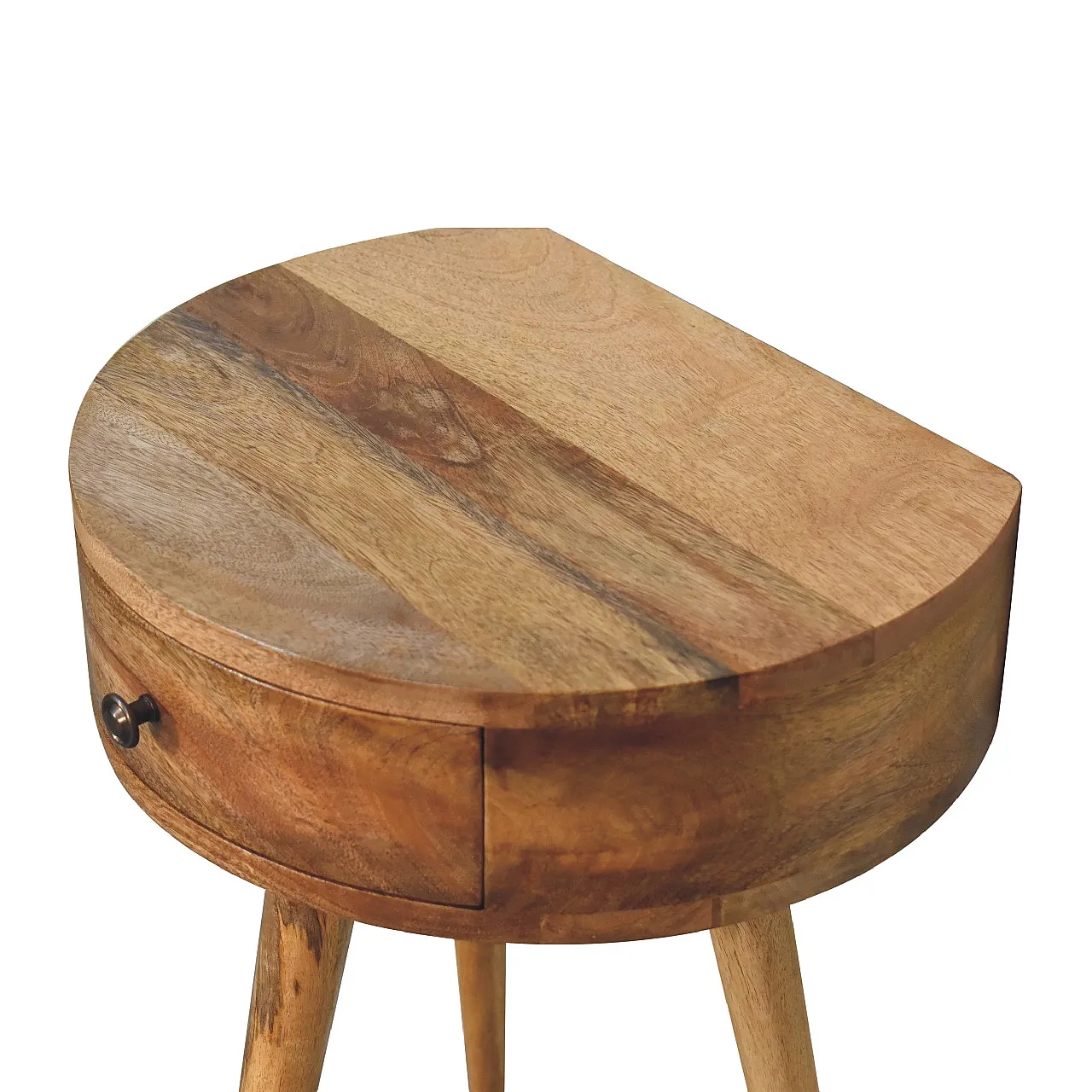 Artisan Furniture Solid Wood Oak-ish Circular Shape Bedside 4