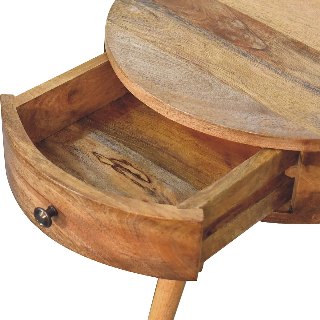 Artisan Furniture Solid Wood Oak-ish Circular Shape Bedside 5