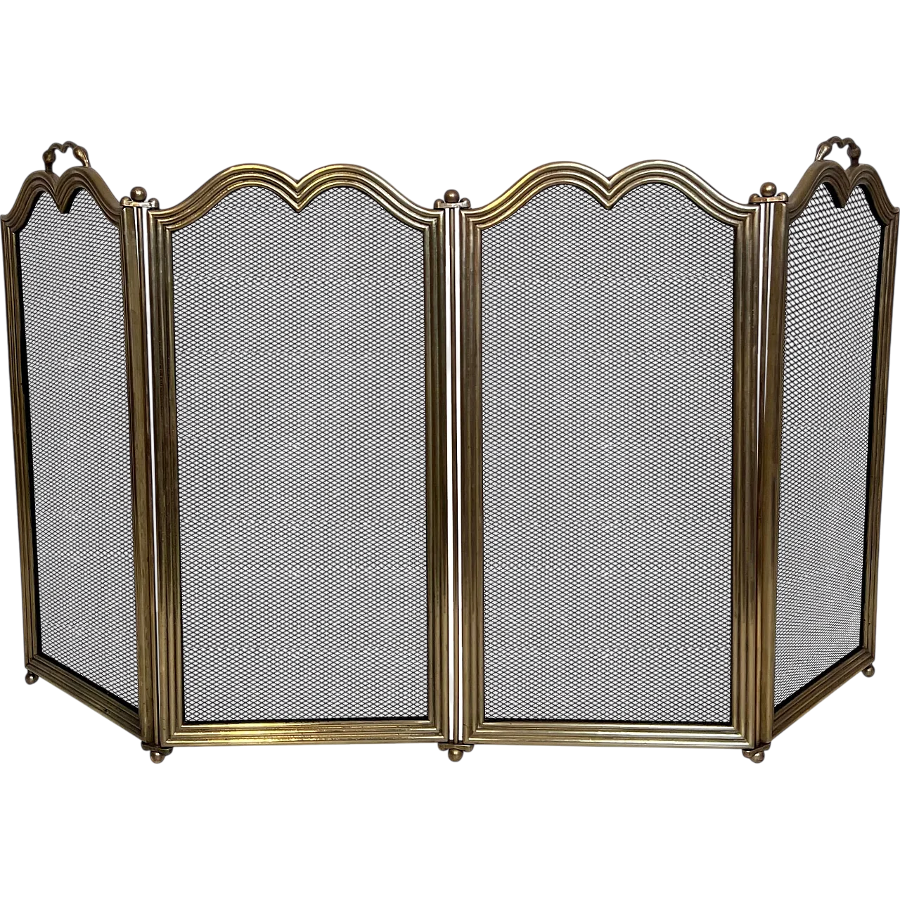 4-panel fireplace screen in brass and grille, 1970s 21