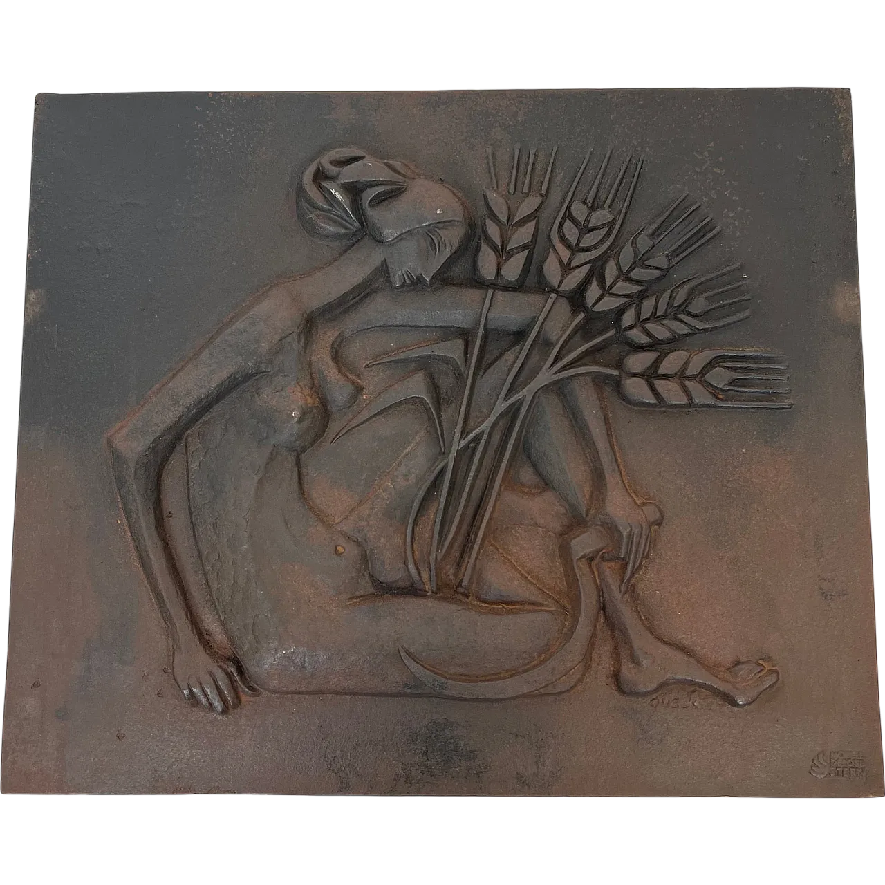 Focolare in ghisa raffigurante una donna, anni '50 20