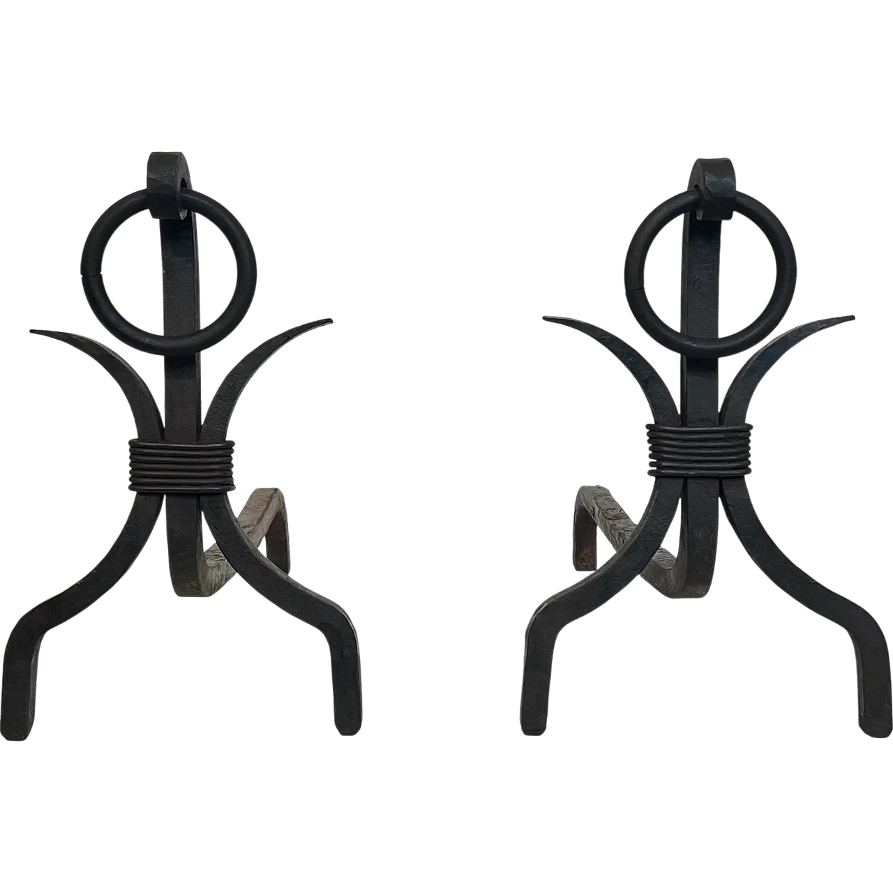 Coppia di androni modernisti in ferro battuto, anni '40 19