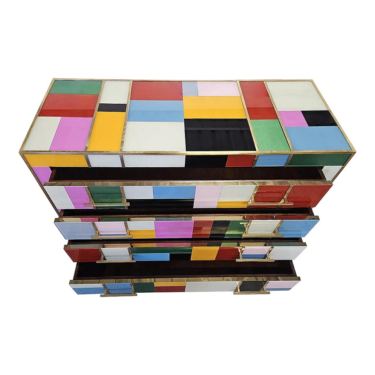 Comò 4 cassetti in vetro colorato 8