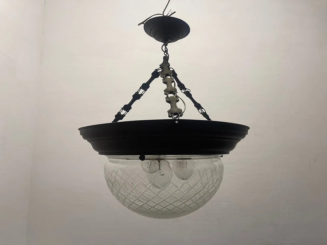 Bronze crystal light pendant, 40s 9
