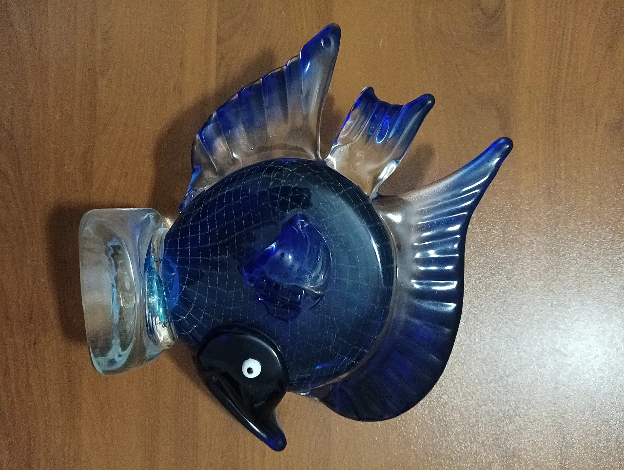 Glass sculpture blue fish, 70s 2