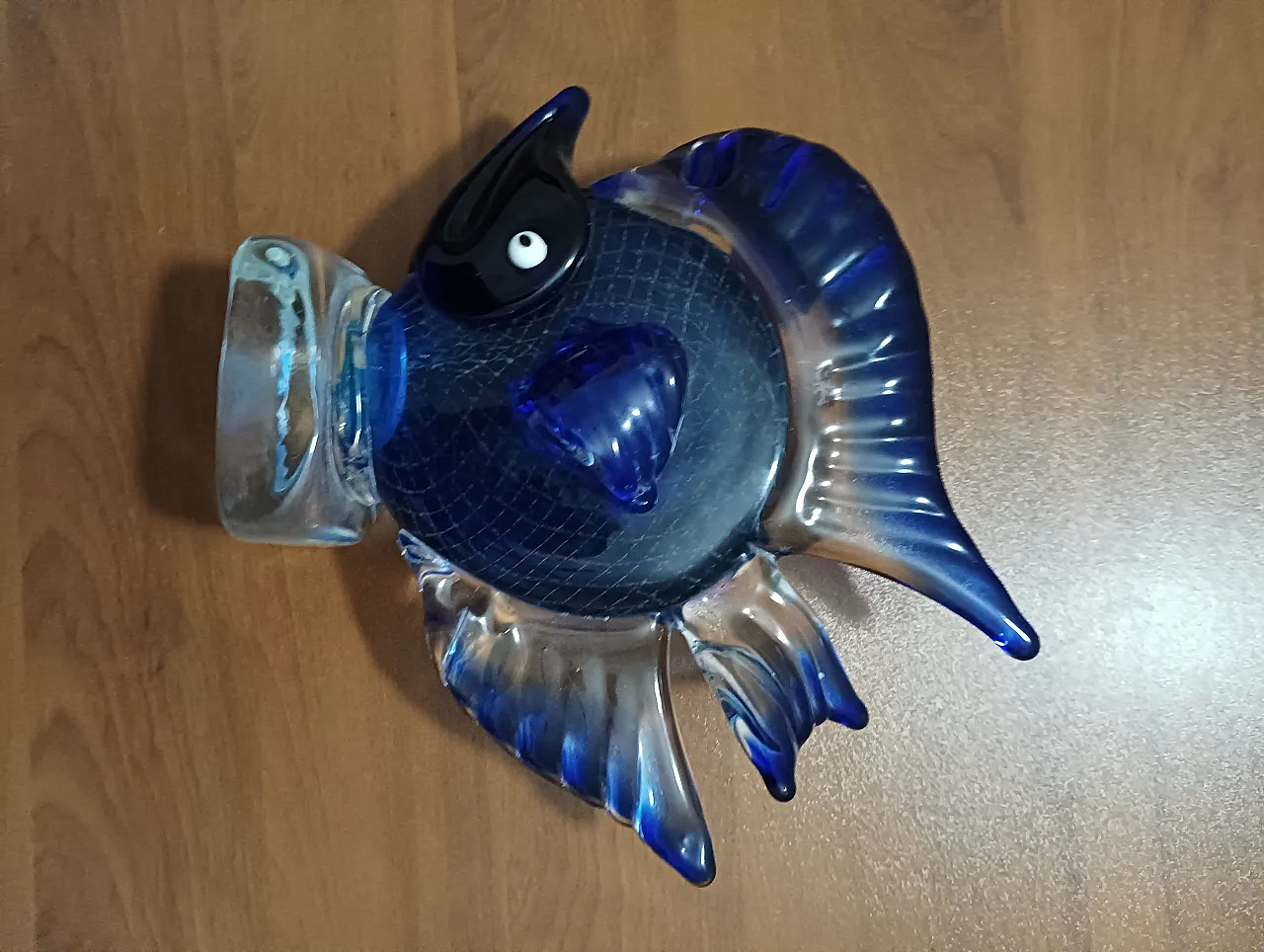 Glass sculpture blue fish, 70s 3