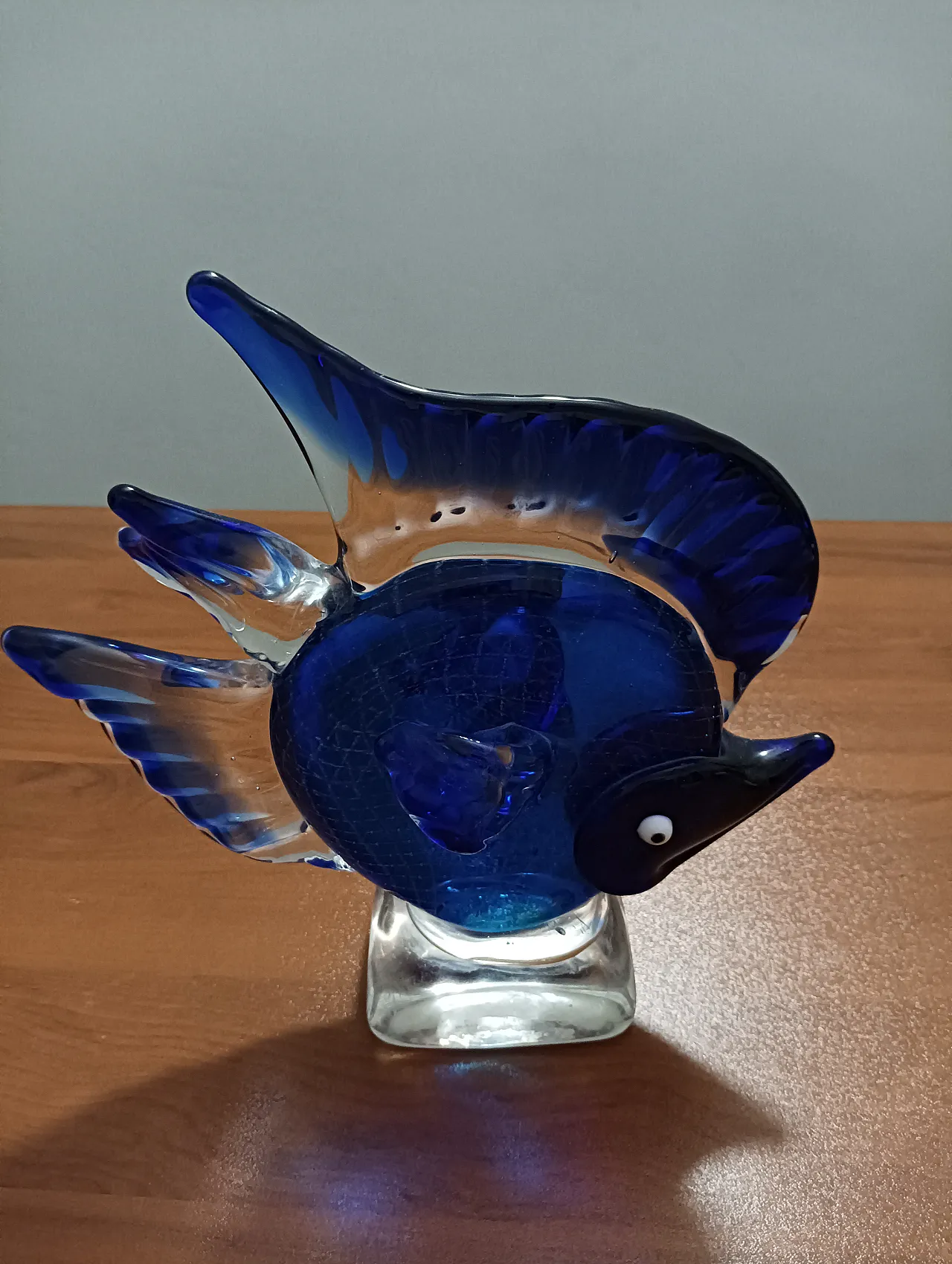 Glass sculpture blue fish, 70s 7