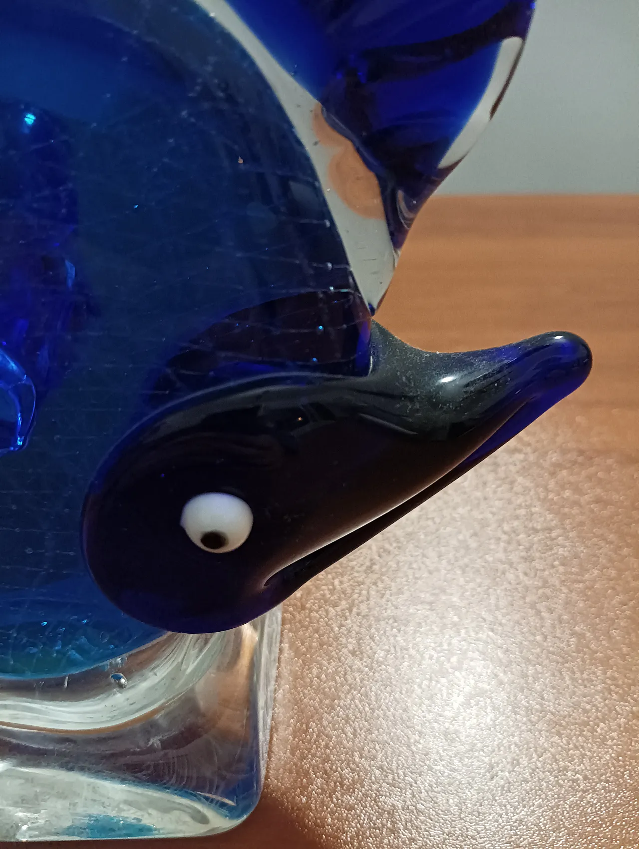 Glass sculpture blue fish, 70s 8