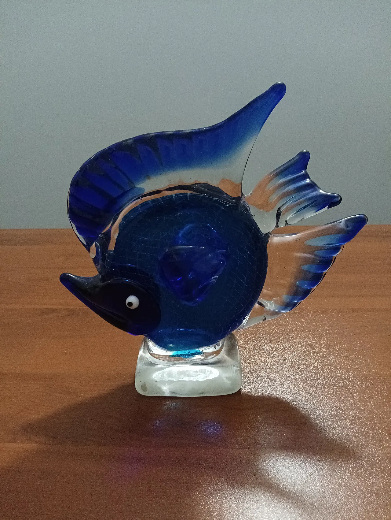Glass sculpture blue fish, 70s 10