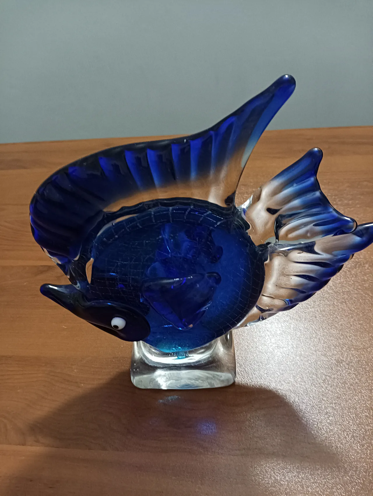 Glass sculpture blue fish, 70s 11