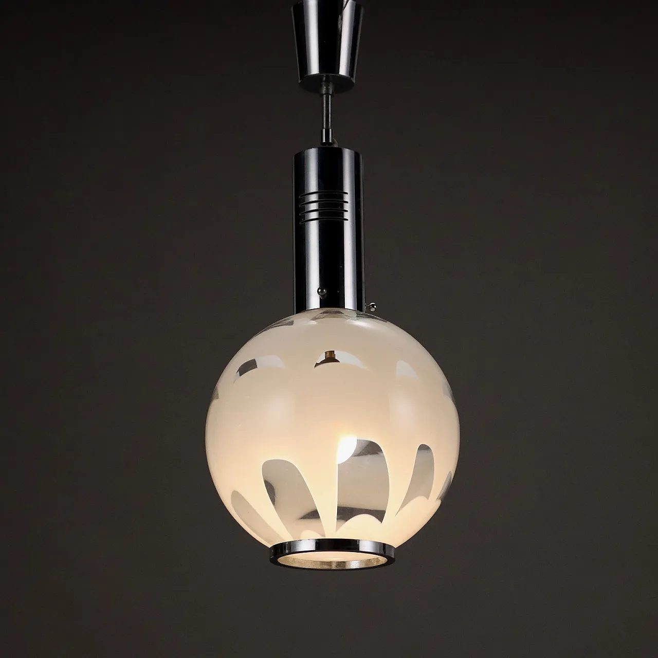 Blown glass and aluminium ceiling lamp, late 20th century 1
