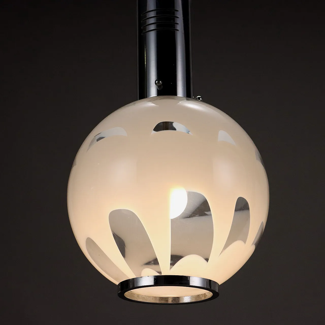 Blown glass and aluminium ceiling lamp, late 20th century 3