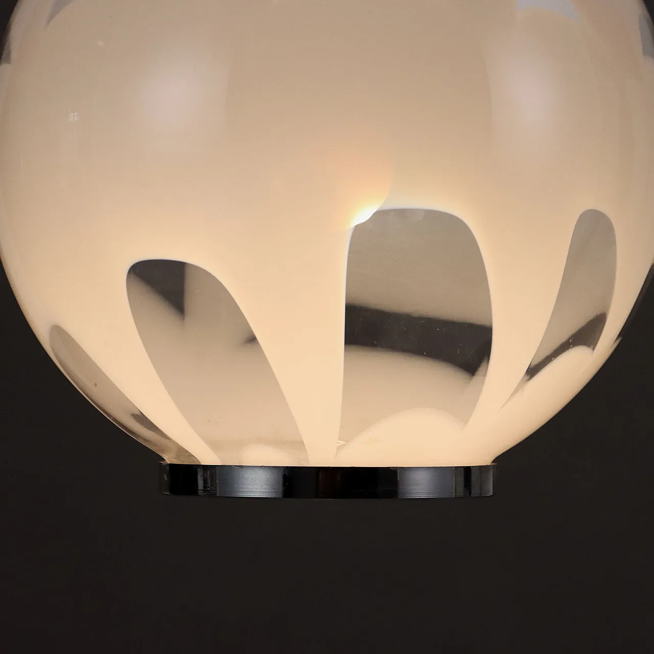 Blown glass and aluminium ceiling lamp, late 20th century 4