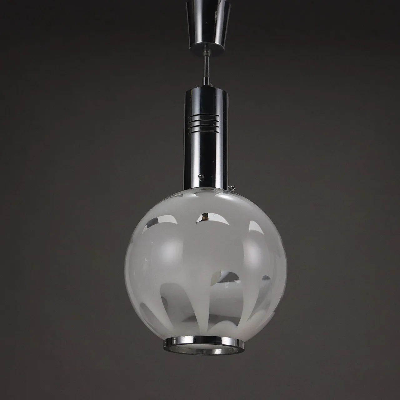 Blown glass and aluminium ceiling lamp, late 20th century 6