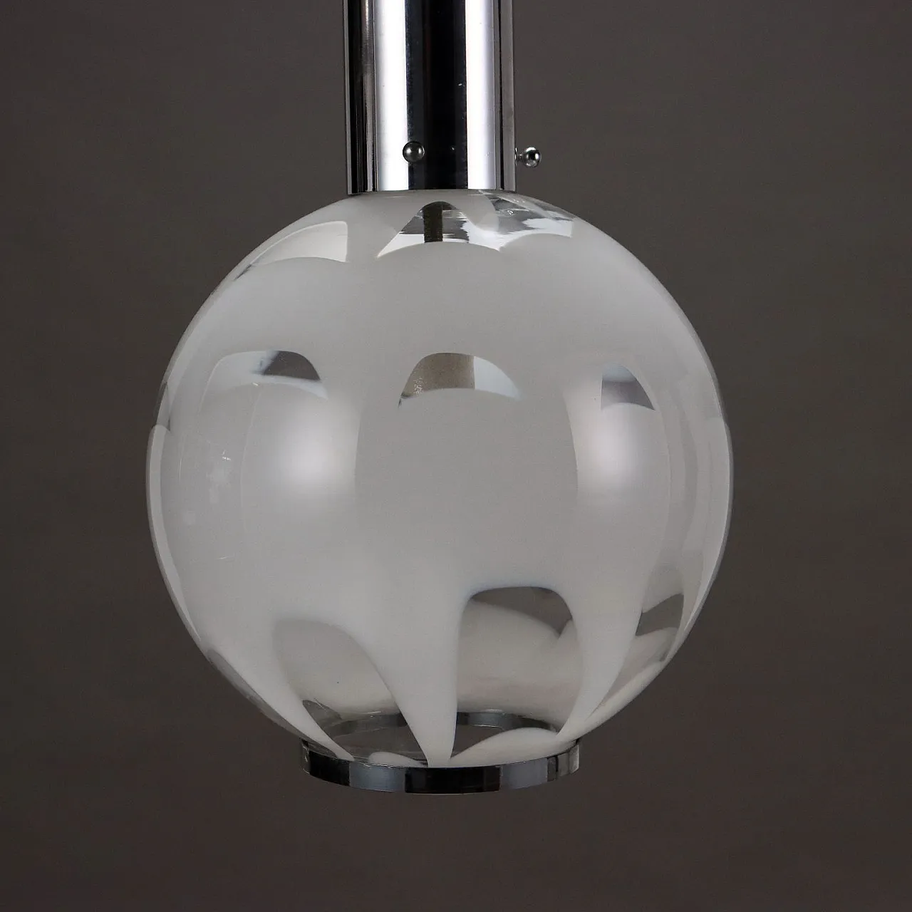 Blown glass and aluminium ceiling lamp, late 20th century 7