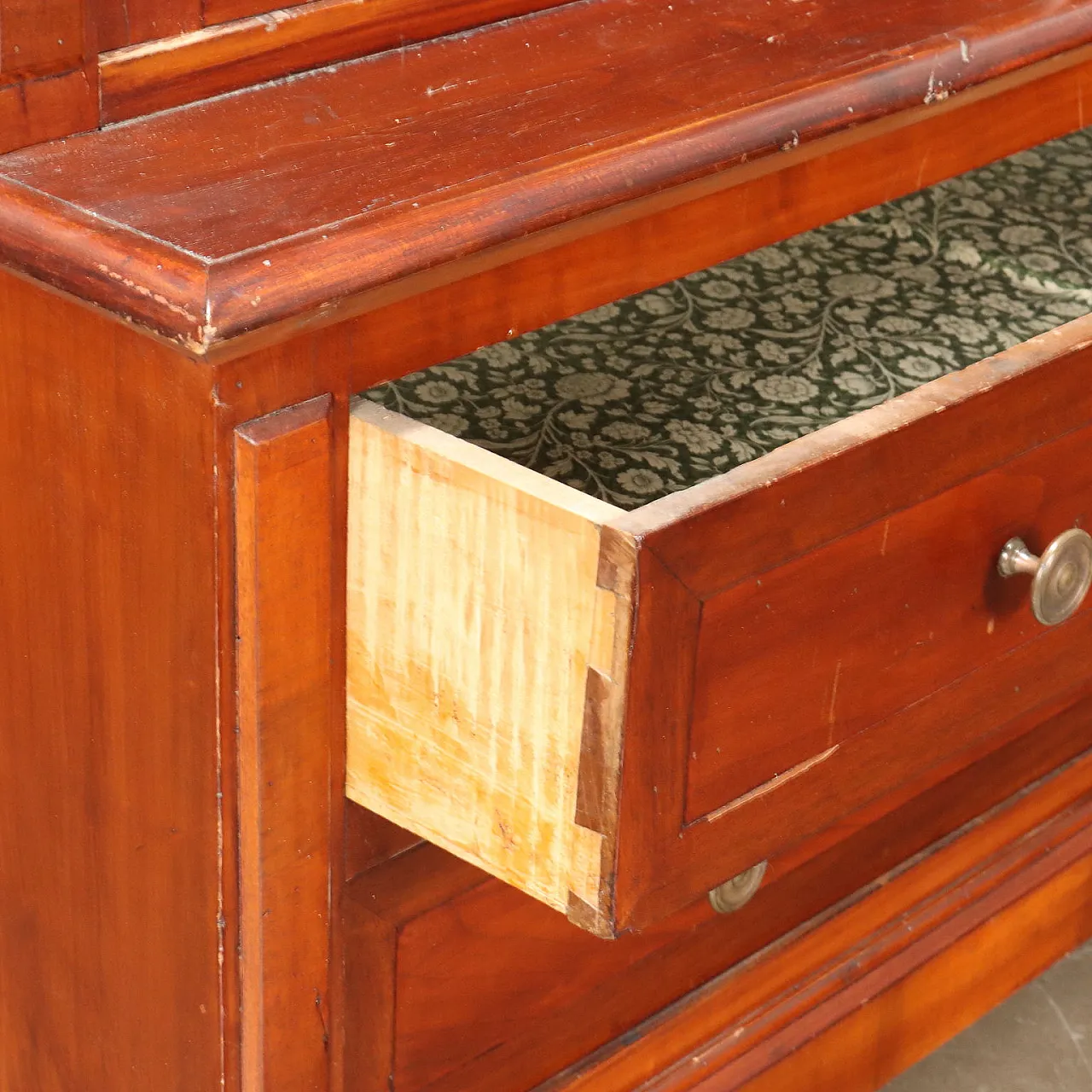 Cherrywood bookcase with drawers and glass doors 8