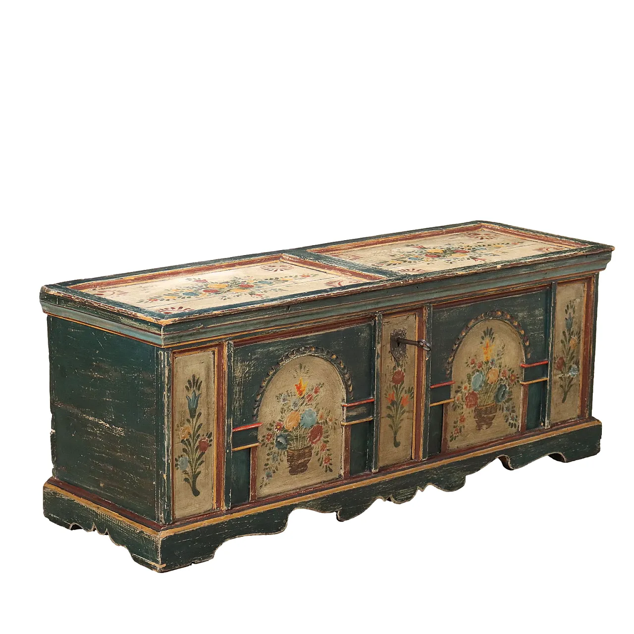 Cassapanca dipinta in legno, '900 1