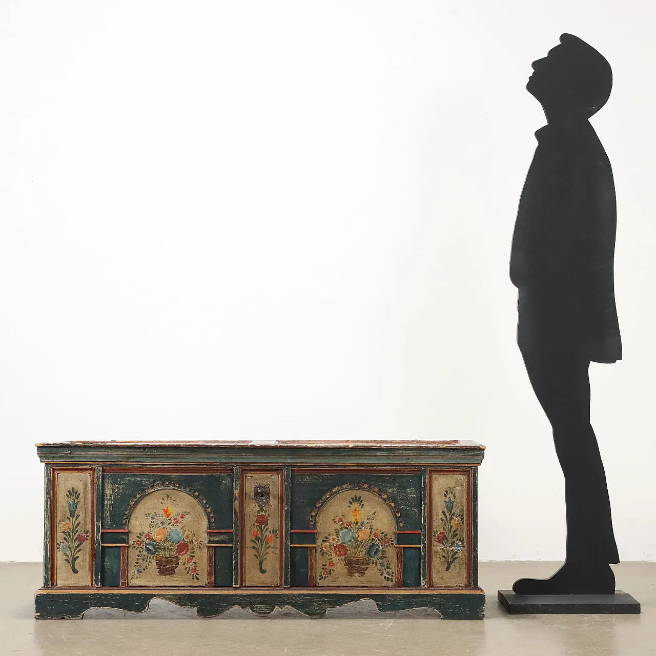 Cassapanca dipinta in legno, '900 2