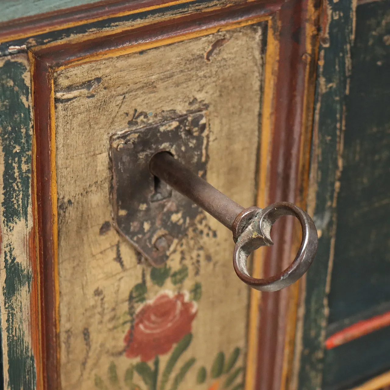 Cassapanca dipinta in legno, '900 7