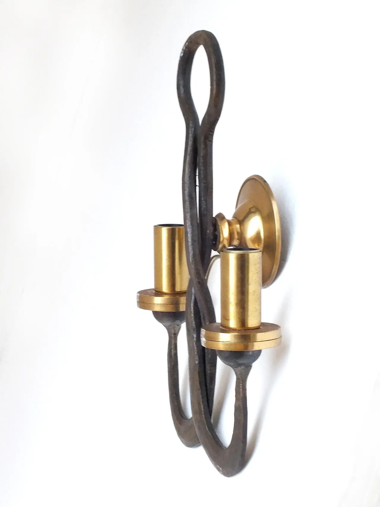 Brass and wrought iron wall lamp by Ciani Firenze, 1980s 4