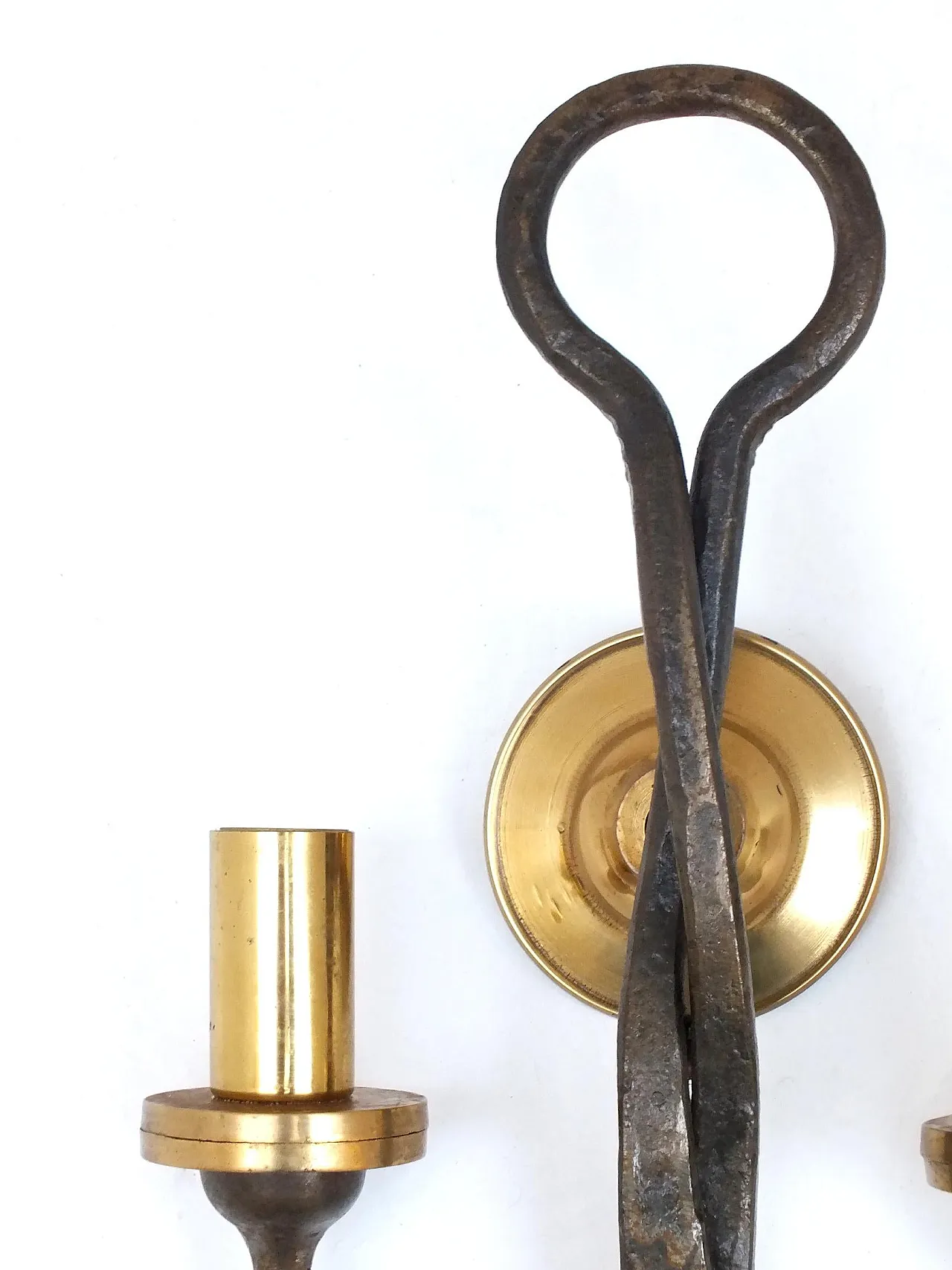 Brass and wrought iron wall lamp by Ciani Firenze, 1980s 10