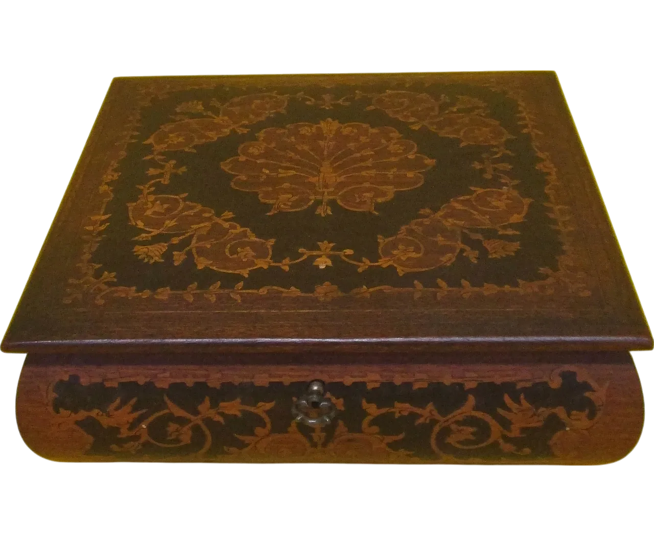 Antico Cofanetto Portagioie Intarsiato noce anni 20 11
