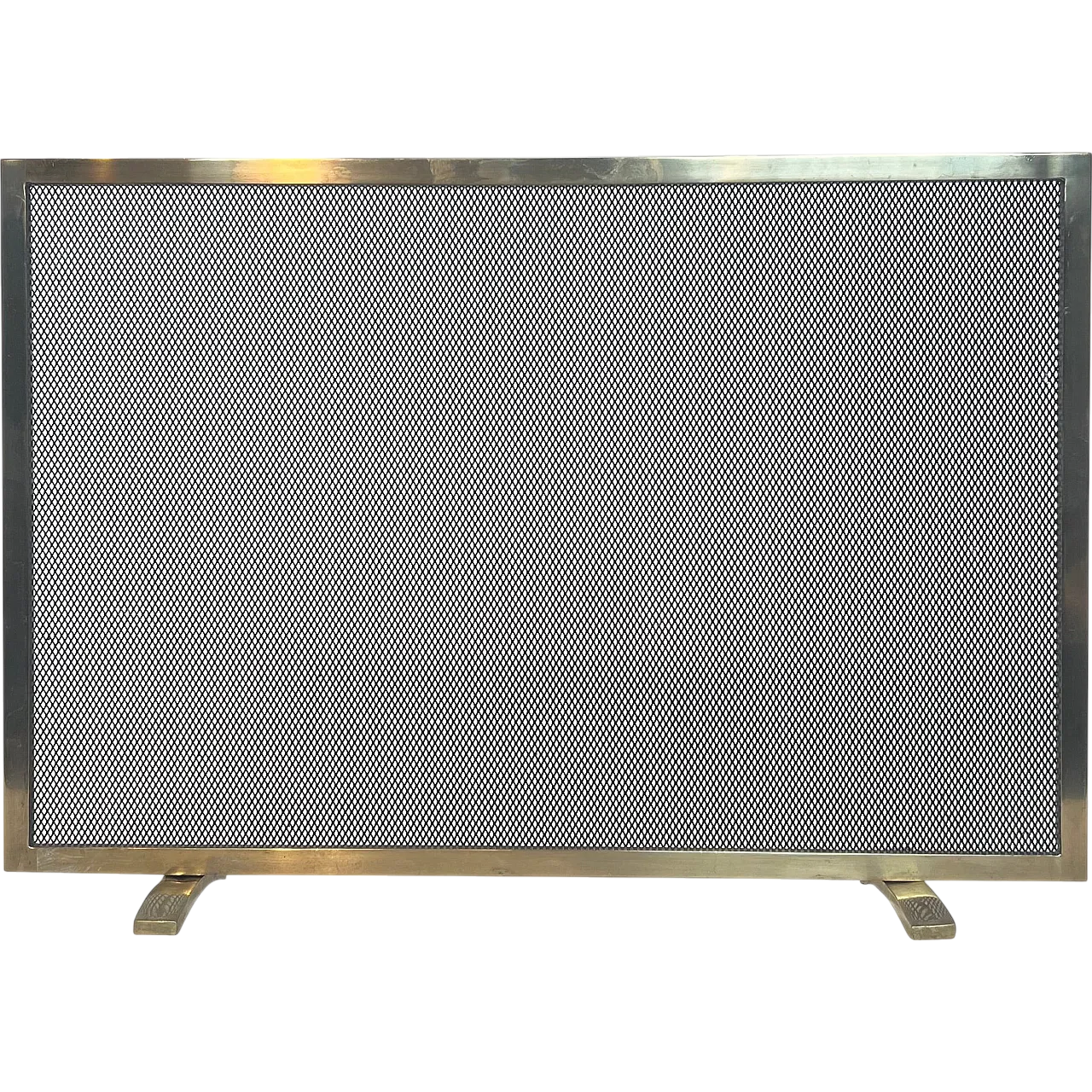 Paravento per camino in ottone e griglia, anni '70 15