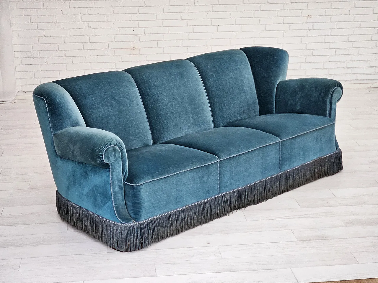 Danish 3-seater sofa in velour, 1960s 2