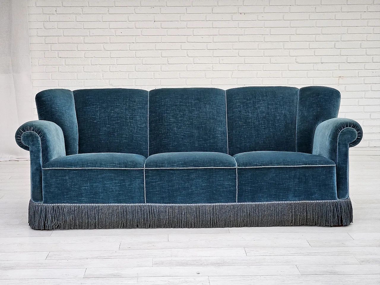 Danish 3-seater sofa in velour, 1960s 6