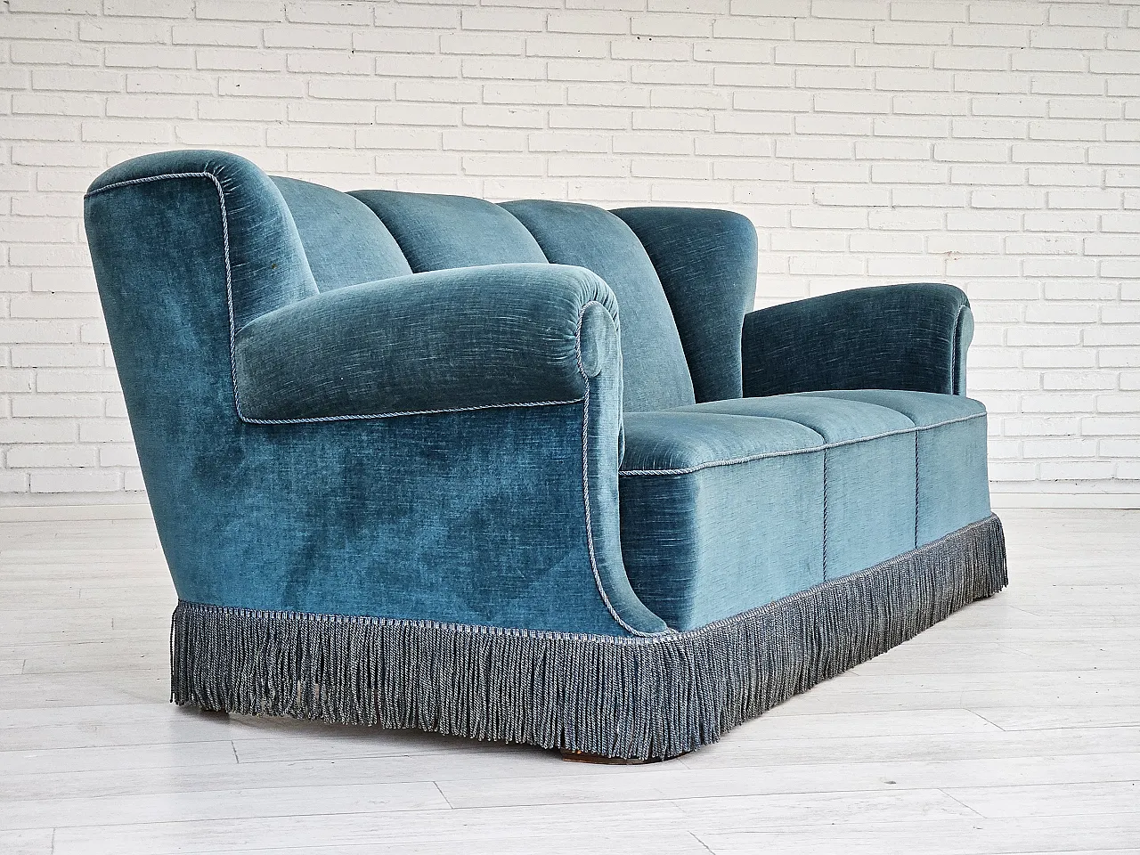 Danish 3-seater sofa in velour, 1960s 7