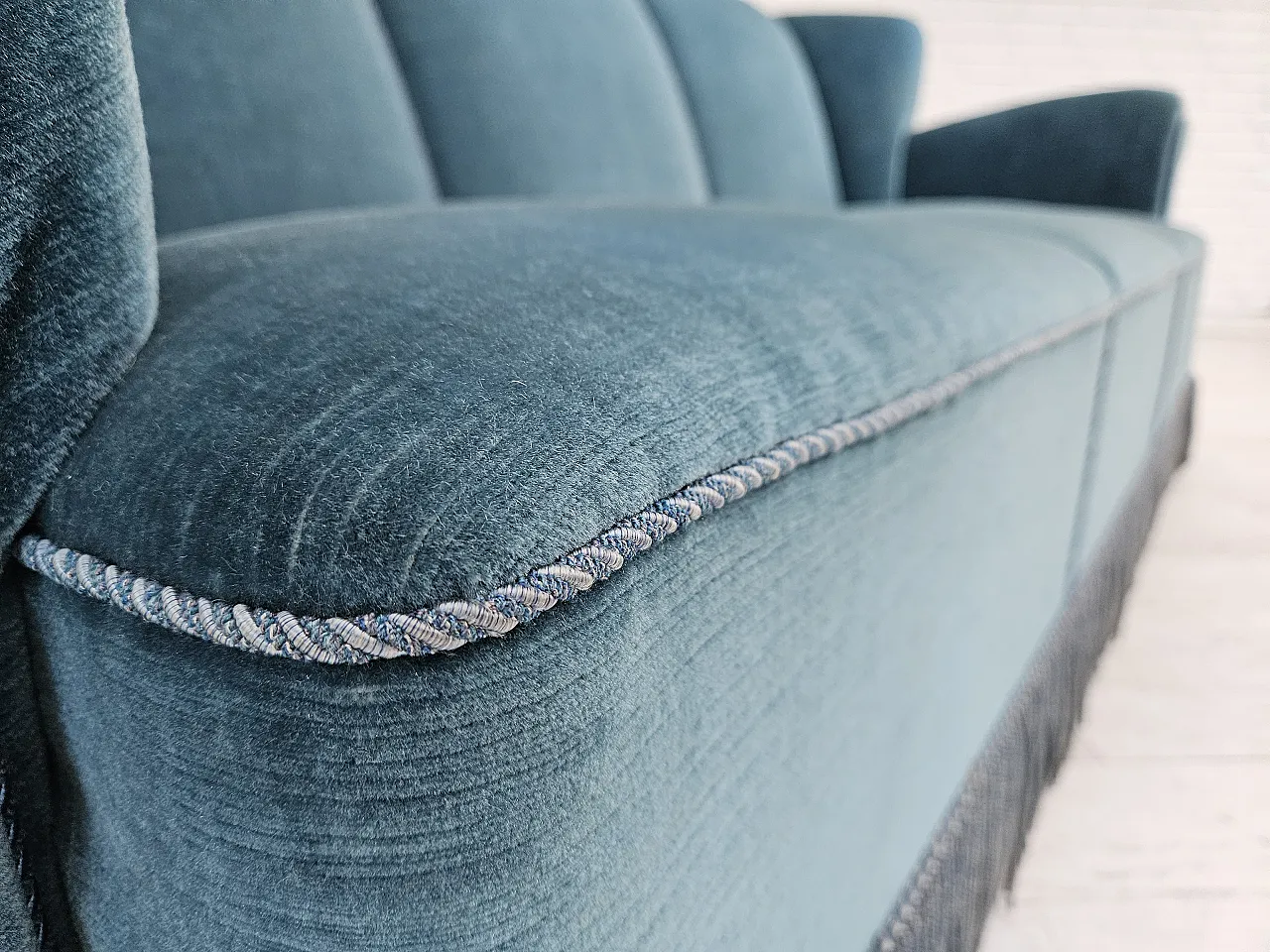 Danish 3-seater sofa in velour, 1960s 9