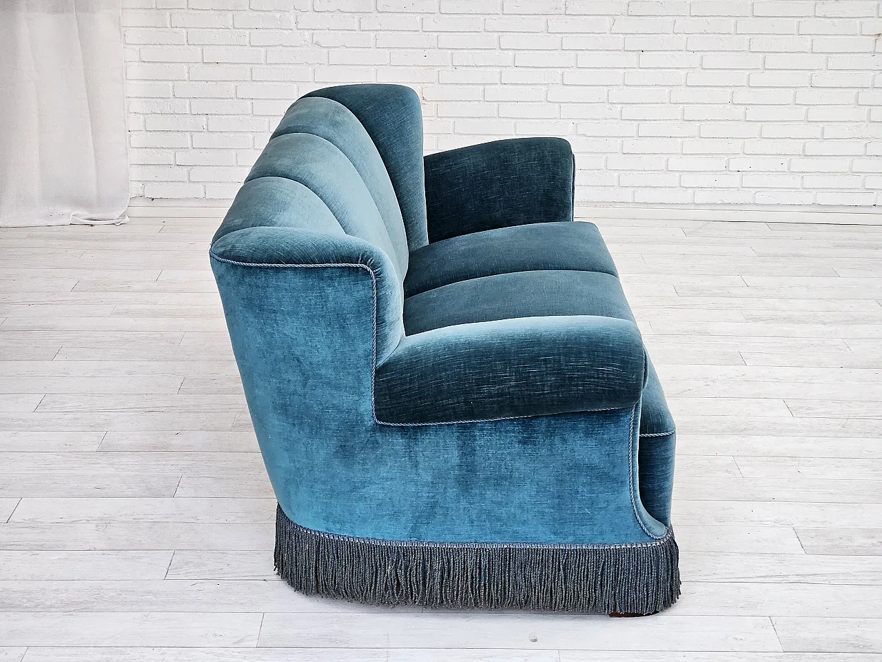 Danish 3-seater sofa in velour, 1960s 10