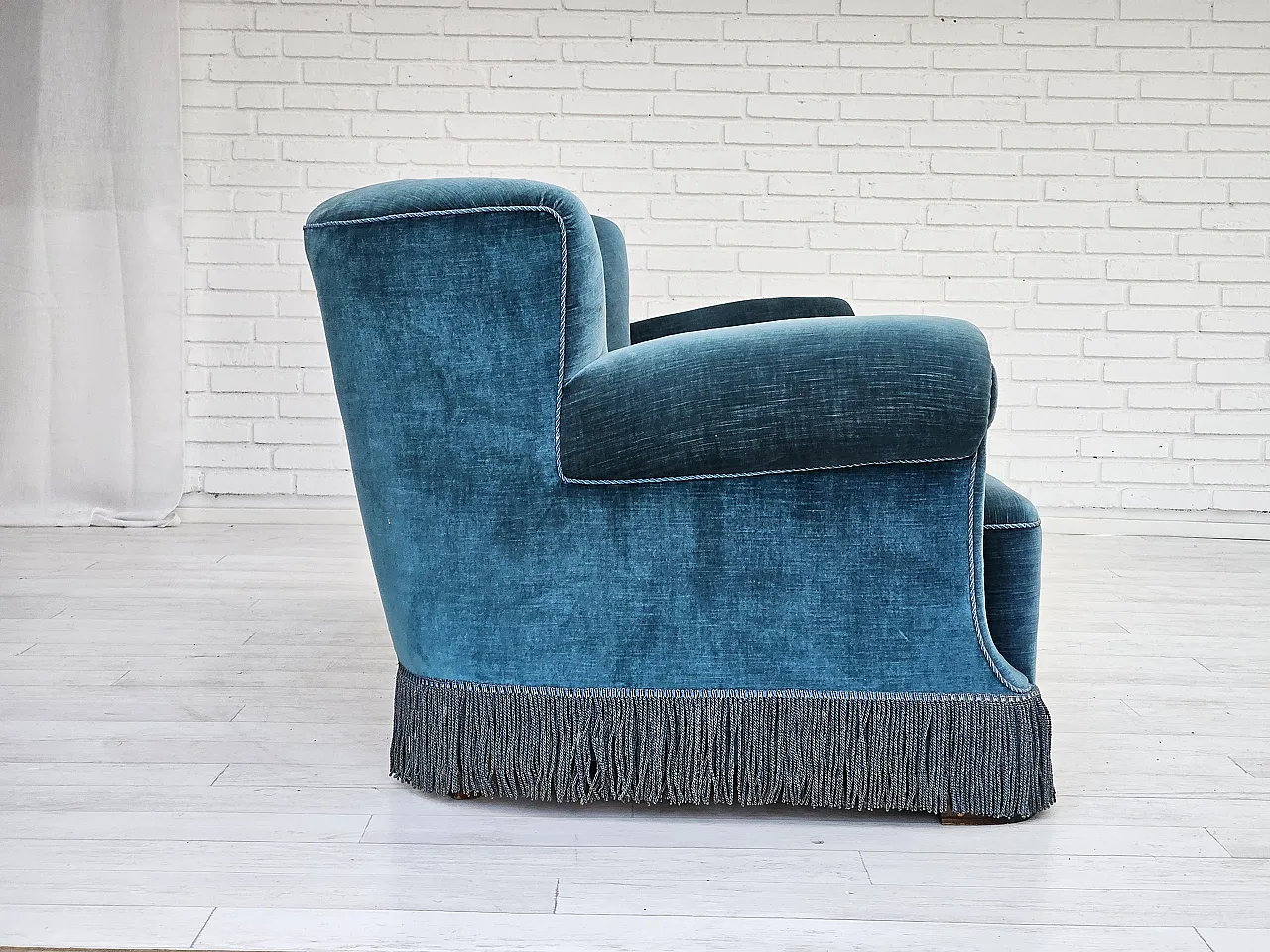 Danish 3-seater sofa in velour, 1960s 11