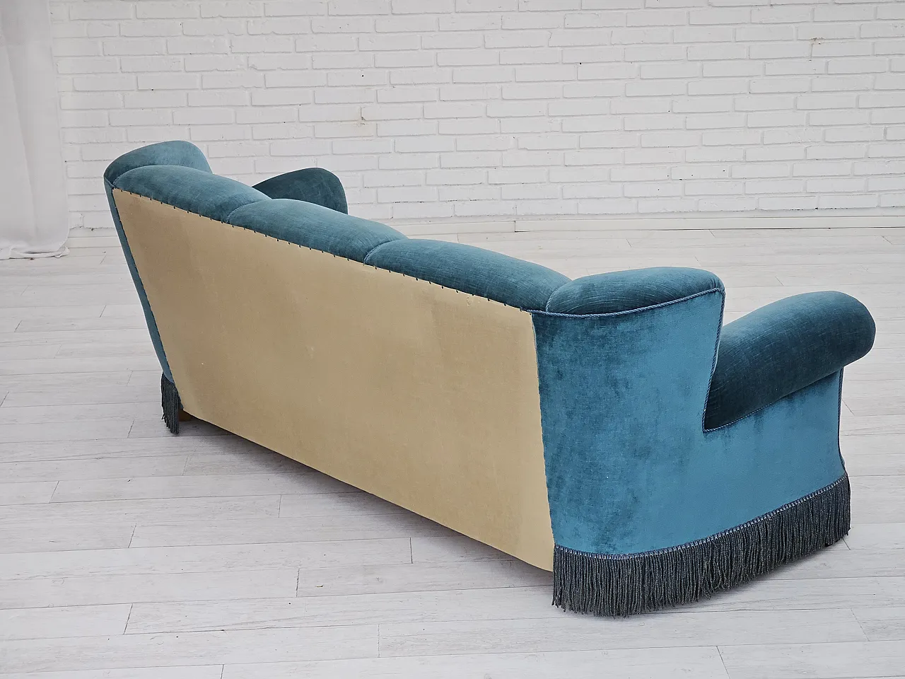 Danish 3-seater sofa in velour, 1960s 12