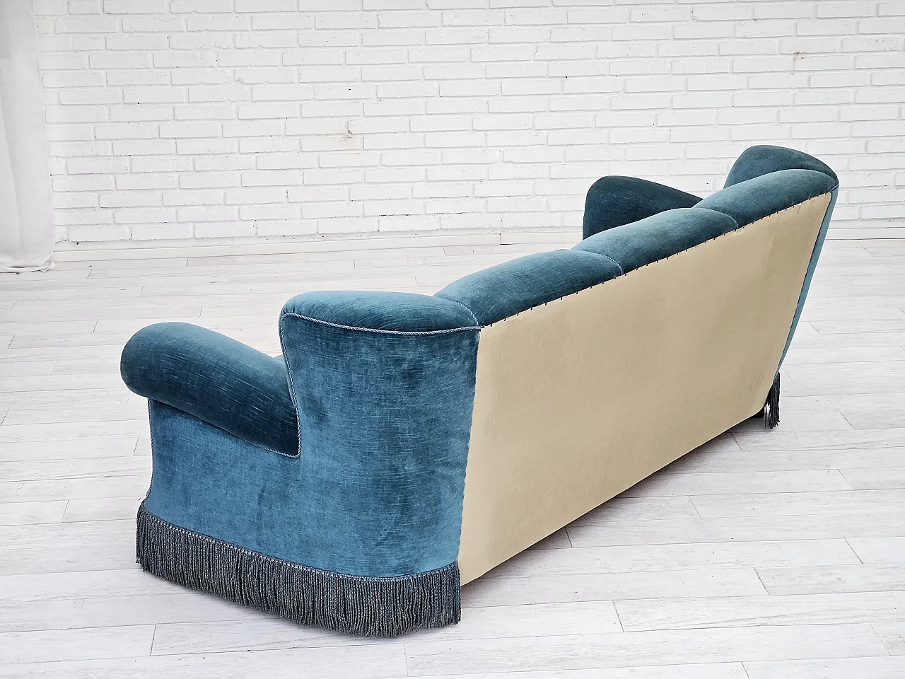 Danish 3-seater sofa in velour, 1960s 15