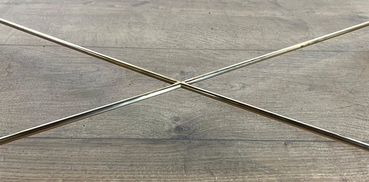 Tavolino in ottone con piano in vetro laccato nero, anni '40 10