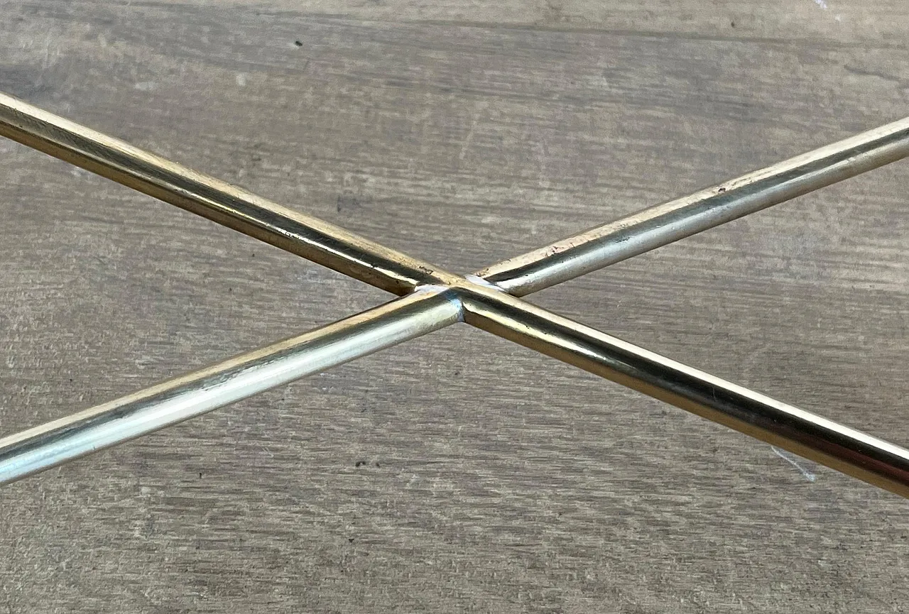 Tavolino in ottone con piano in vetro laccato nero, anni '40 18