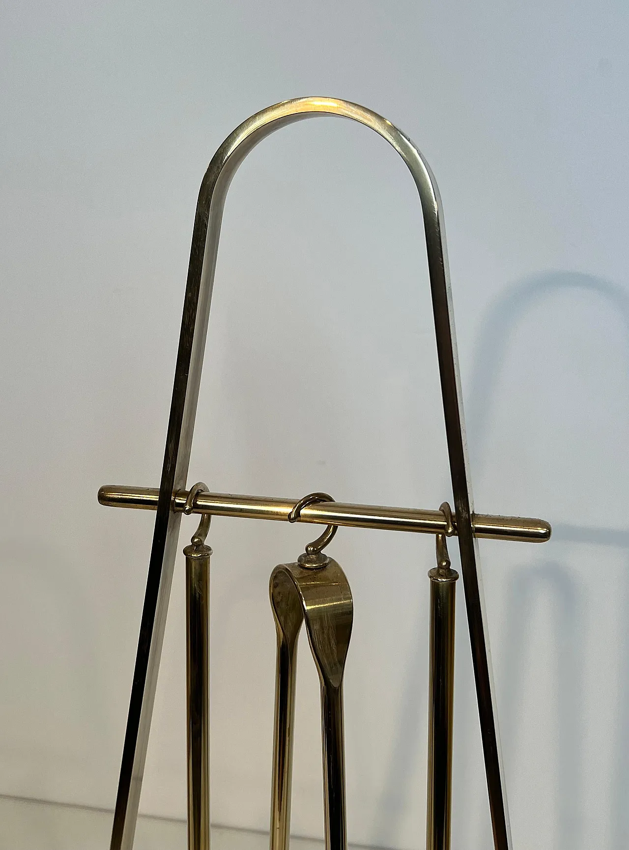 Brass and lacquer fireplace tools on stand, 1970s 4