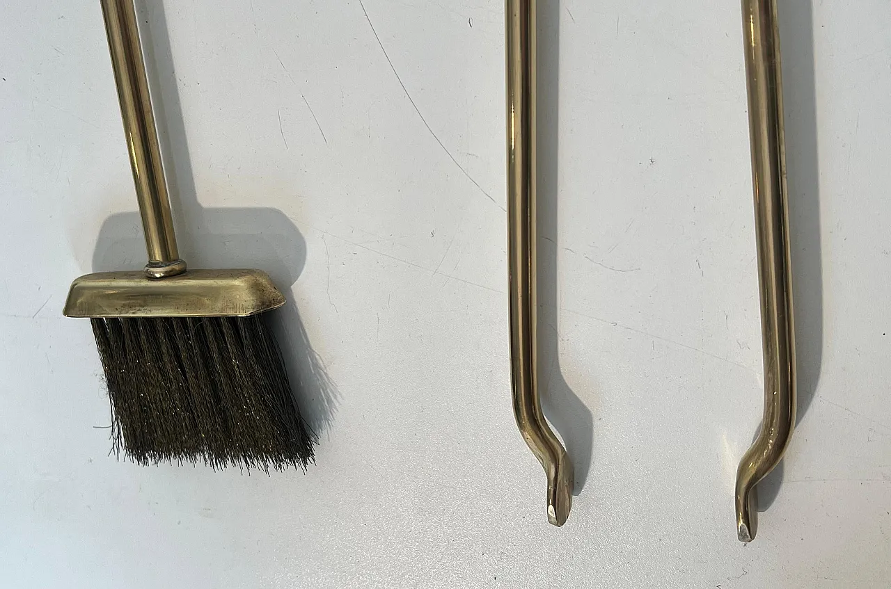 Brass and lacquer fireplace tools on stand, 1970s 10