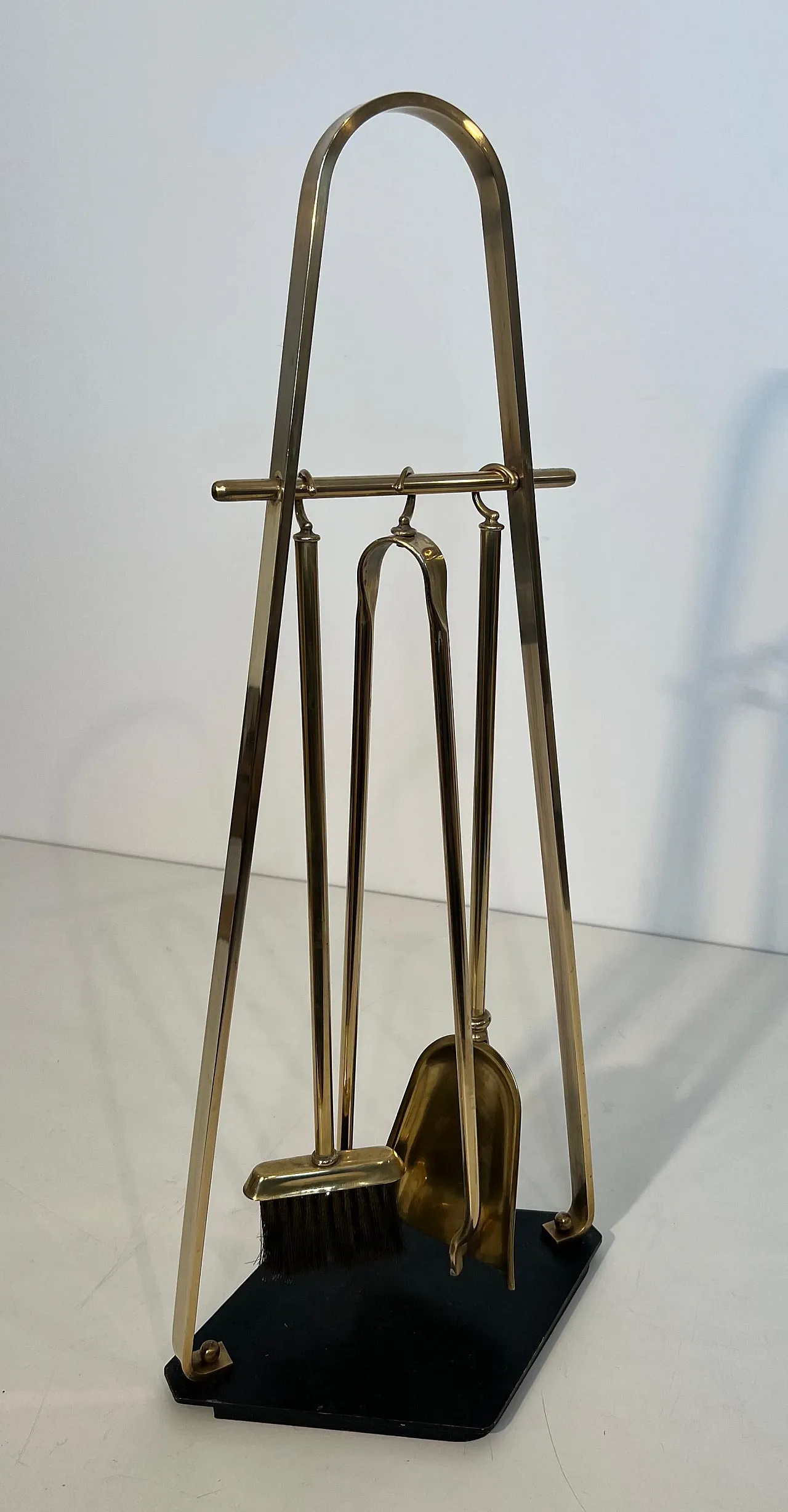Brass and lacquer fireplace tools on stand, 1970s 12